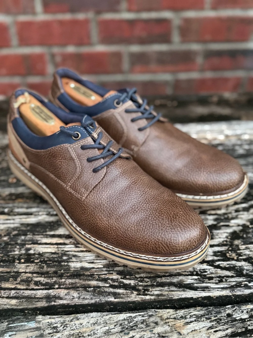 Freeman Jaxson Men’s Sz 9 Brown Casual Synthetic Leather Lace-Up Oxford Shoes P2